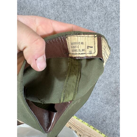 Vintage 60s Vietnam War USA Military Hot Weather Fitted Cap Mens Green Size 7 - Picture 7 of 8